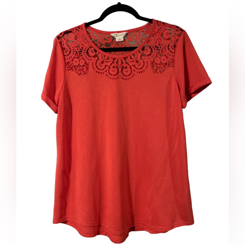 C.Wonder L Amara Burnout Tee Lace Neckline